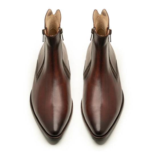 Men’s Brown Leather Side Zip Ankle Boots