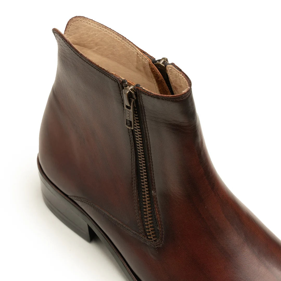 Men’s Brown Leather Side Zip Ankle Boots