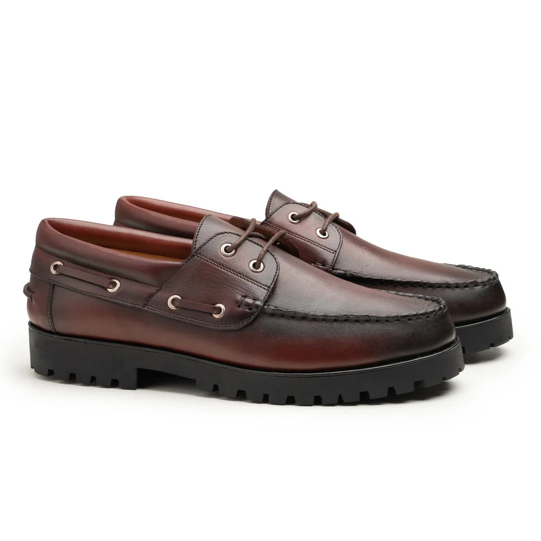 Men's Dark Brown Leather Boat Shoes