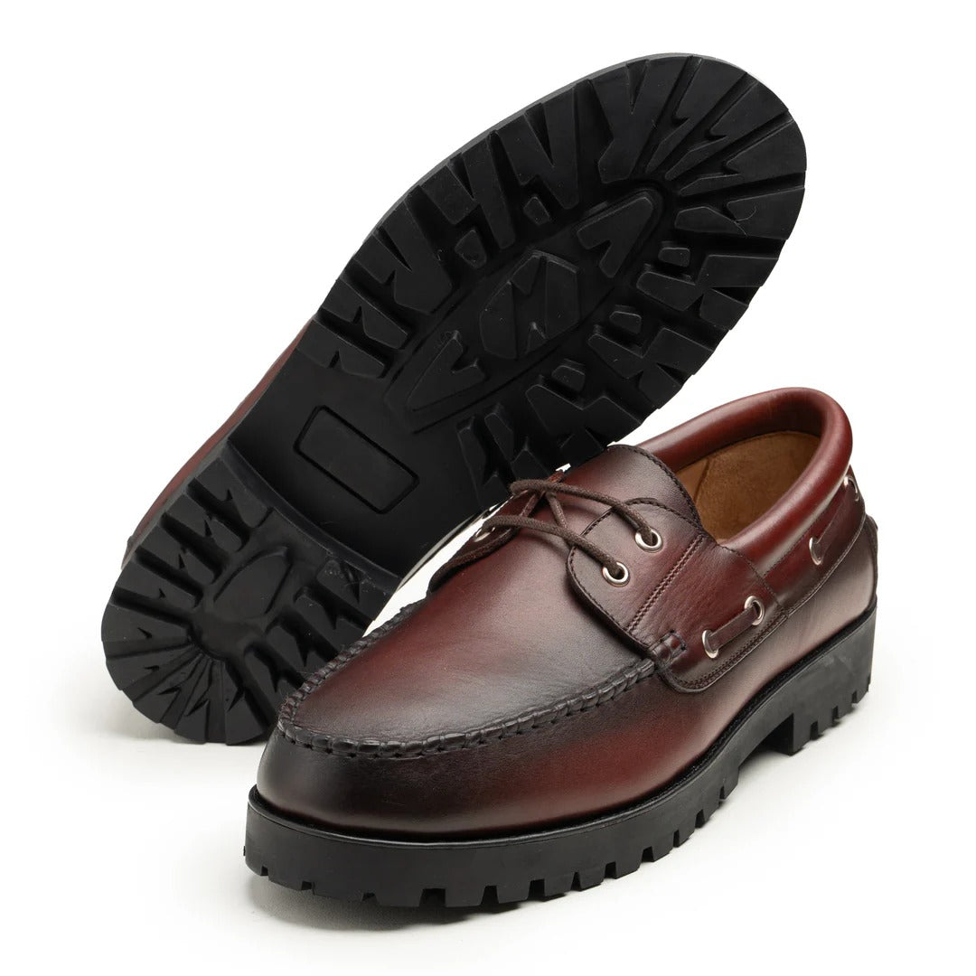 Men's Dark Brown Leather Boat Shoes