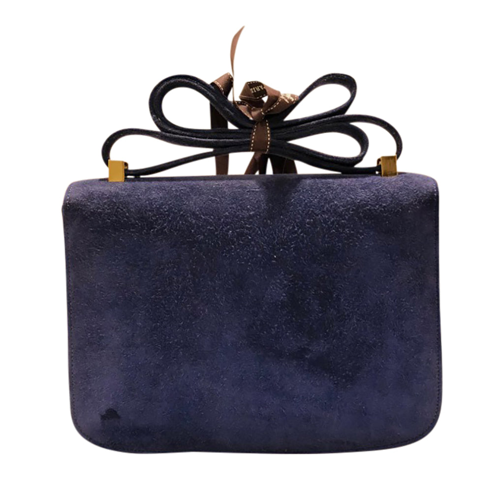 Hermès Constance 24 Vintage Navy Suede Bag GHW
