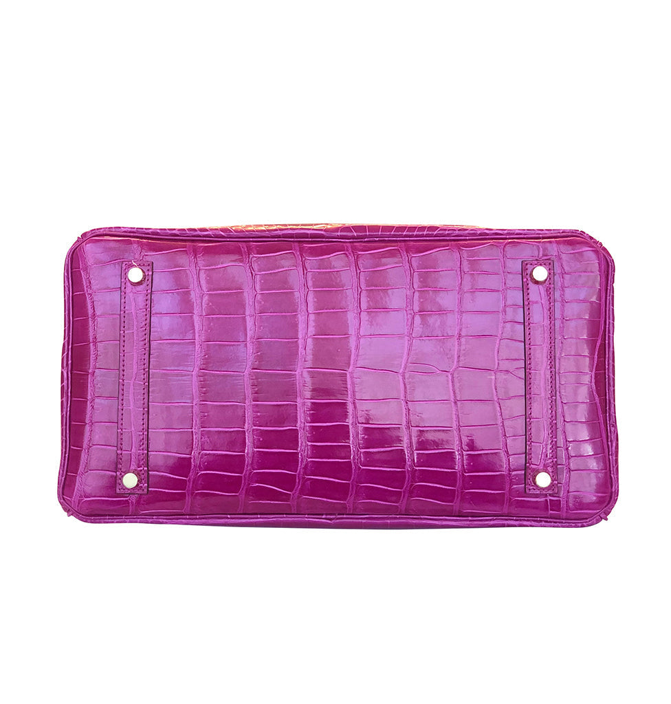 Hermès Birkin 35 Rose Sheherazade Crocodile Bag