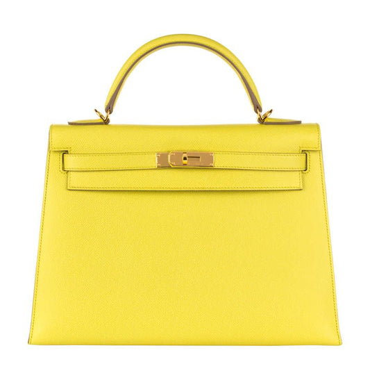 Hermès 32cm Kelly Soufre Epsom GHW