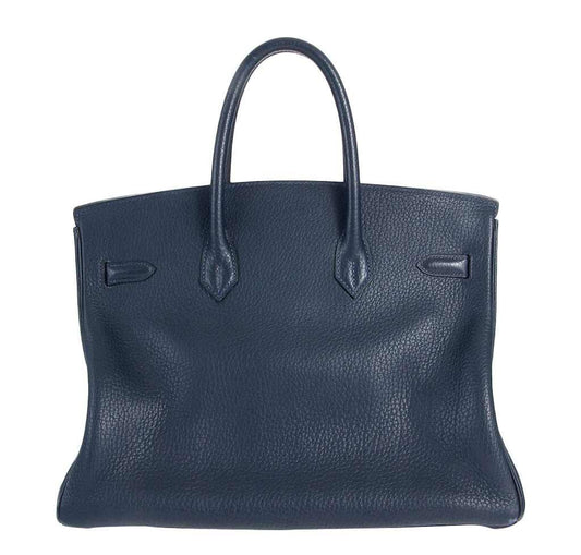 Hermès Birkin 35 Navy Fjord Bag GHW