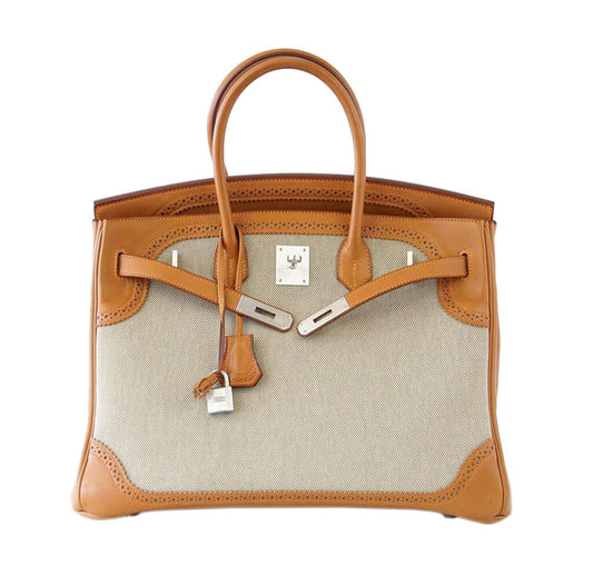 Hermès Birkin Ghillies 35 Bag Barenia Toile