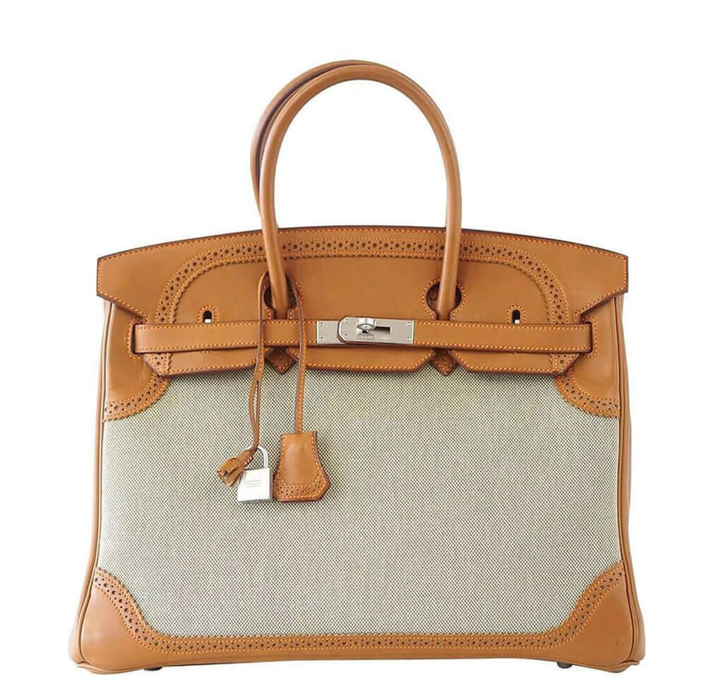 Hermès Birkin Ghillies 35 Bag Barenia Toile