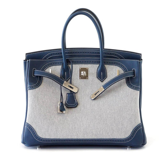 Hermès Ghillies Birkin 35 Blue Bag PHW