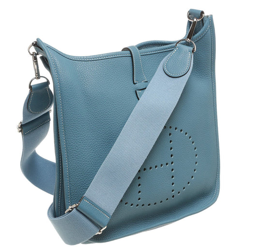 Hermès Evelyne PM Bag Blue Clemence Leather