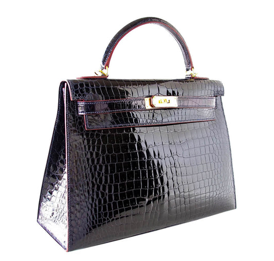Hermès Crocodile Kelly Blue Marine Bag