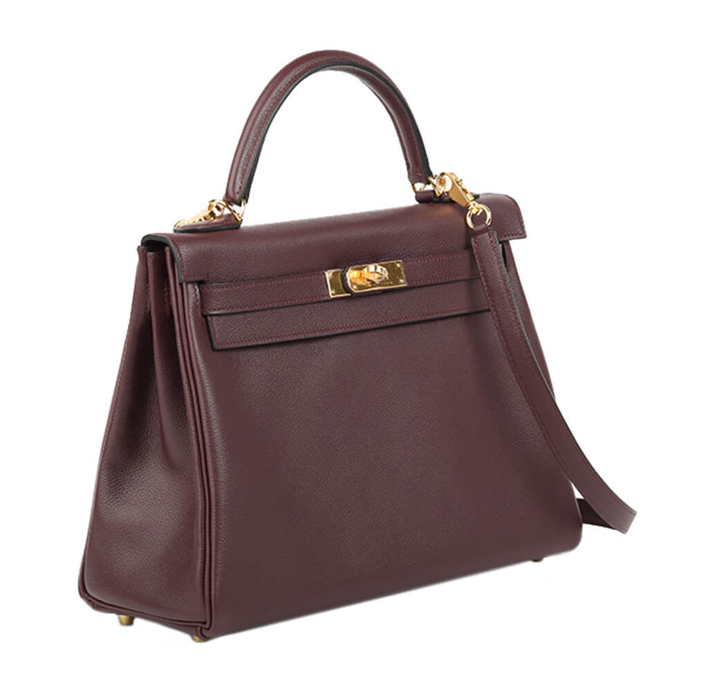 Hermès Prune Kelly 32cm Bag GHW