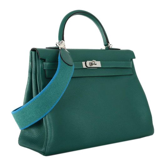 Hermès Malachite Canvas Strap Kelly 35