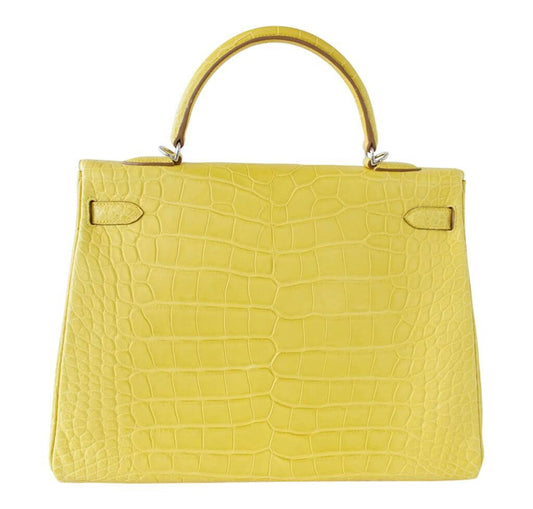 Hermès Matte Alligator Kelly 35 Mimosa Bag