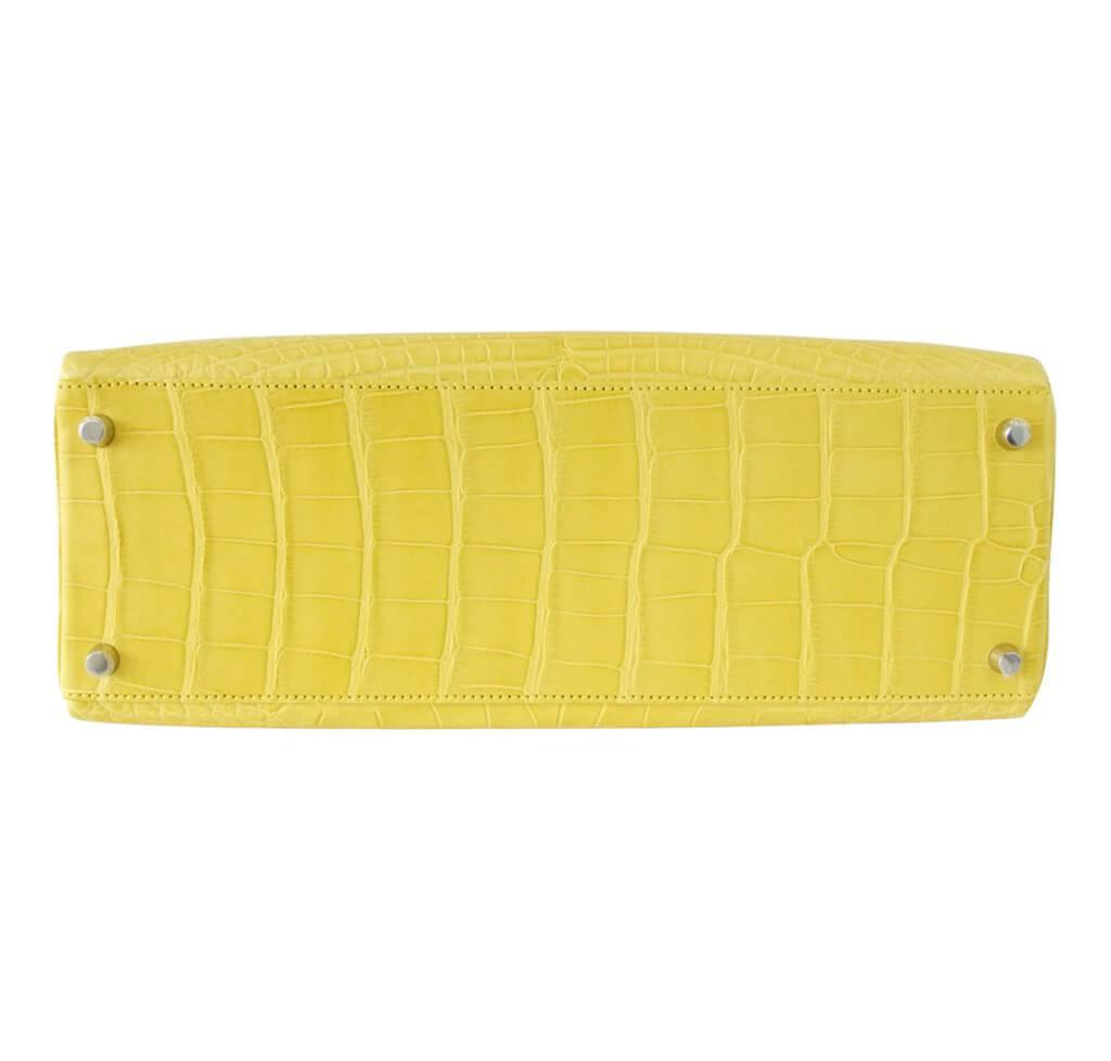 Hermès Matte Alligator Kelly 35 Mimosa Bag
