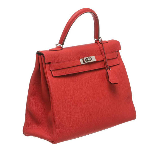 Hermès Kelly 35 Red Bag Palladium Hardware