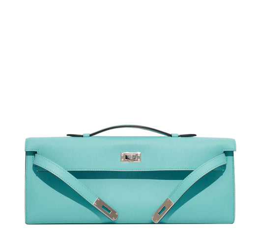 Hermès Kelly Cut Clutch Bag Blue Atoll