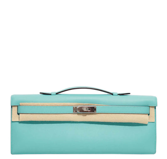 Hermès Kelly Cut Clutch Bag Blue Atoll