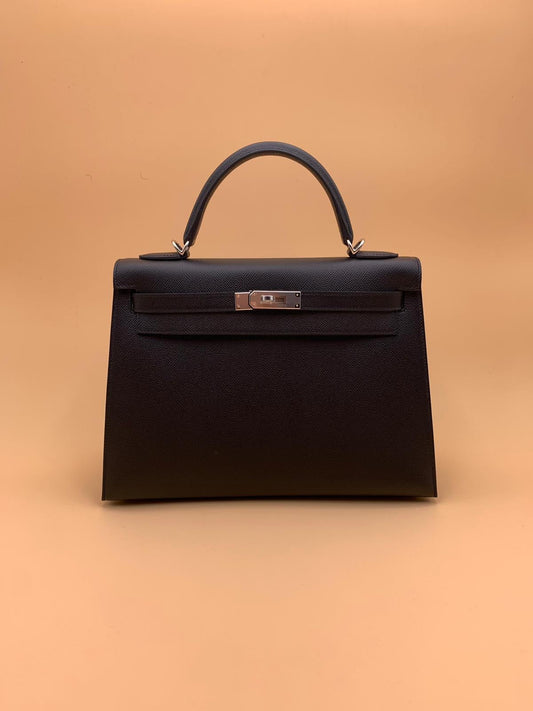 Hermes Black Epsom Kelly Sellier 32 Palladium Hardware